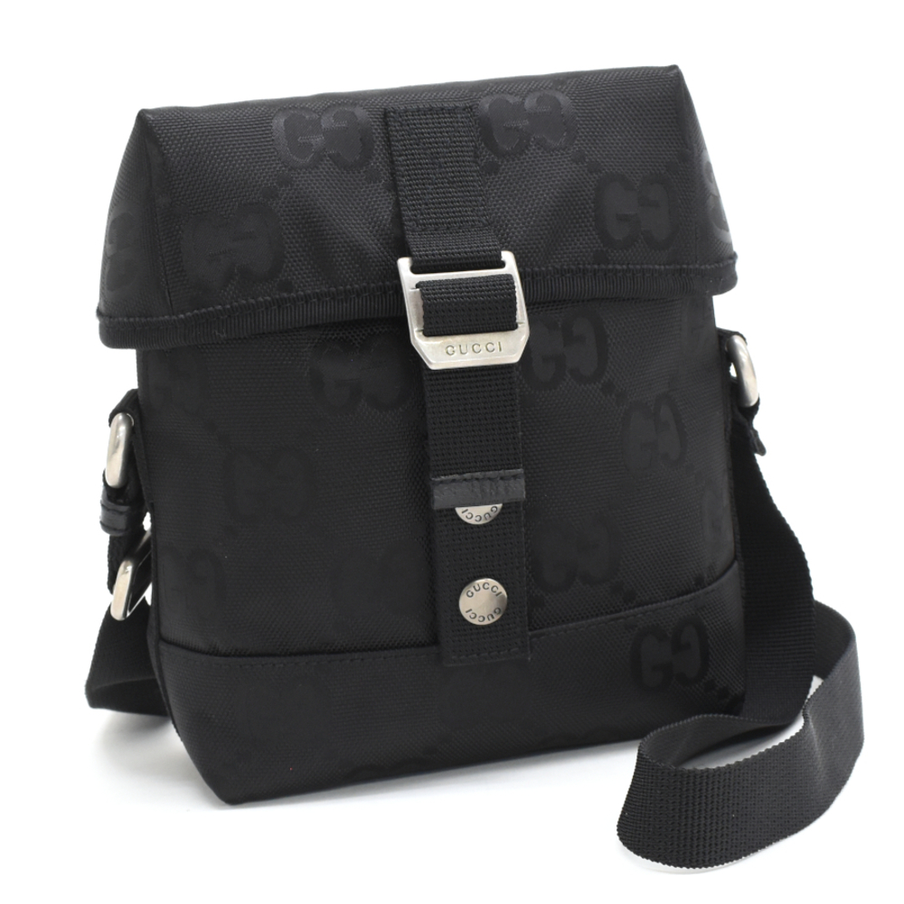 Gucci Off The Grid Messenger Shoulder Bag GG Nylon Black
